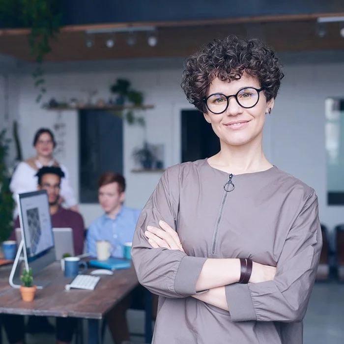 woman standing in a meting