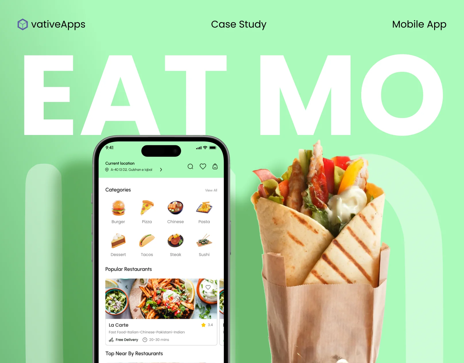 Case study 02 thumbnail — EatMo multi-restaurant food delivery app, Montenegro