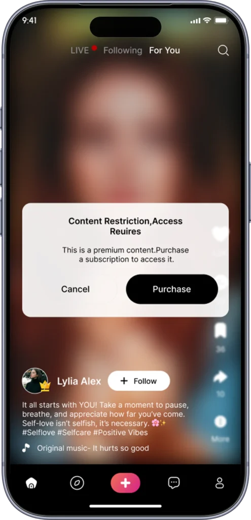 Content restriction dialog prompting a subscription purchase to unlock premium content