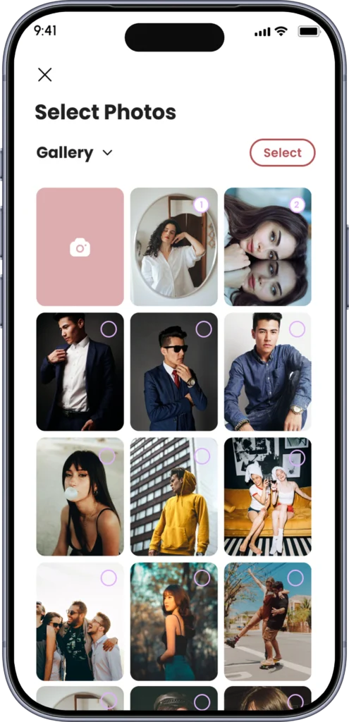 Gallery picker for selecting photos to add to a story