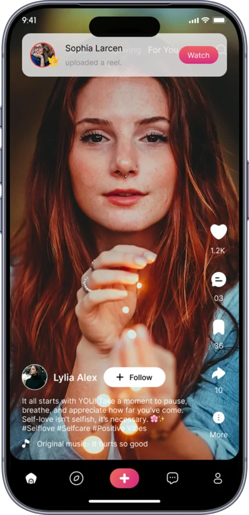 In-app banner announcing that a followed creator uploaded a new reel